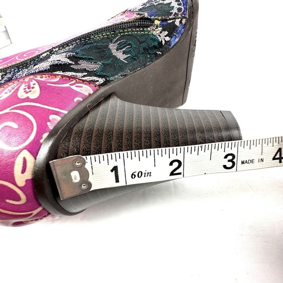 Boho Ankle Boots 42 Colorful Retro Hippie Lace Zip Up Bootie Womens Unique NEW - Picture 13 of 14